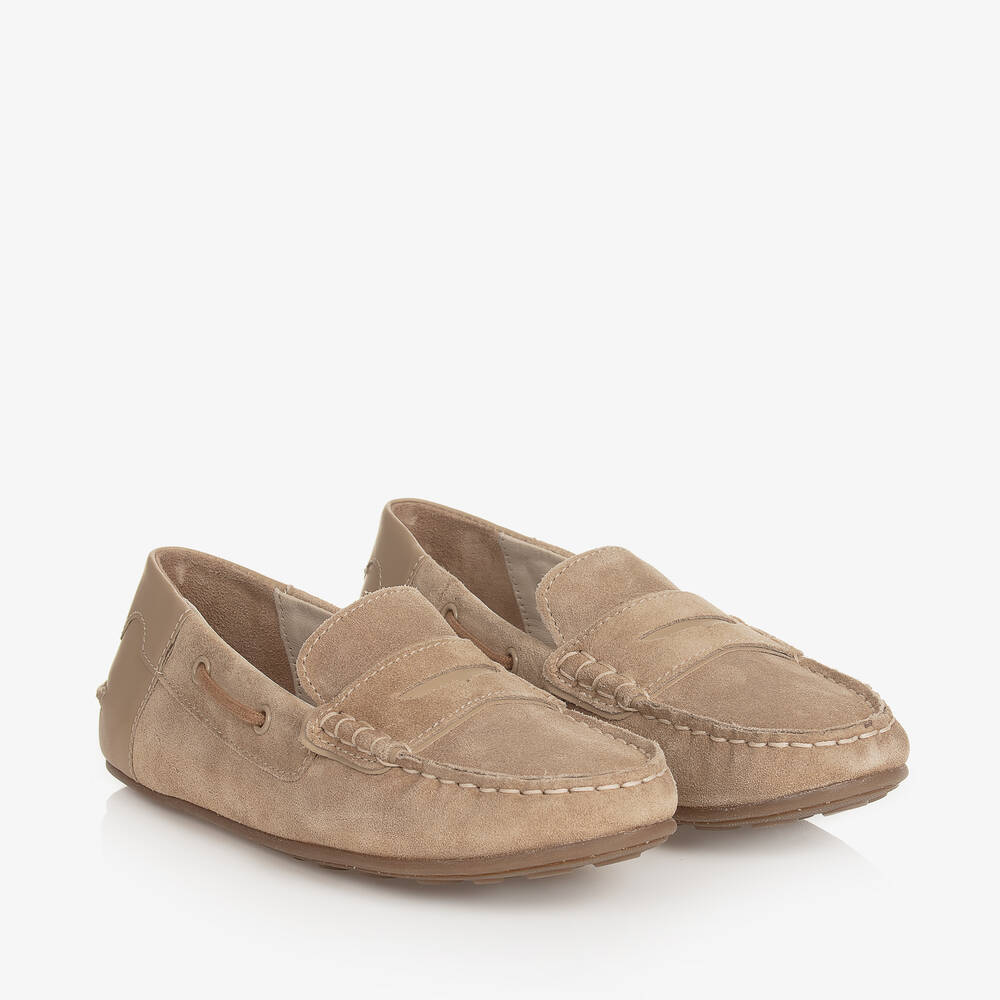 Mayoral - Teen Boys Beige Suede Leather Moccasins | Childrensalon