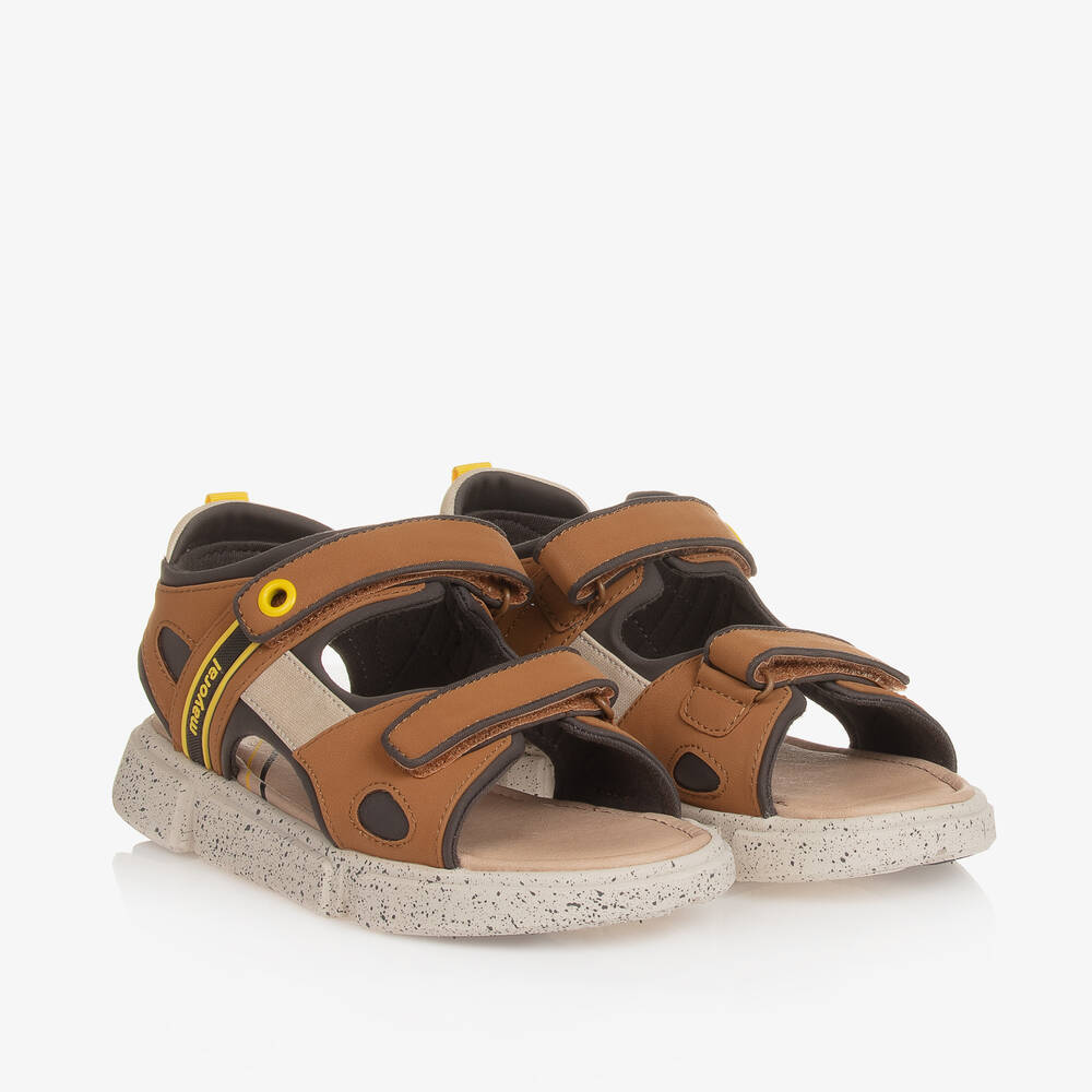 Mayoral - Teen Boys Brown Velcro Sandals | Childrensalon