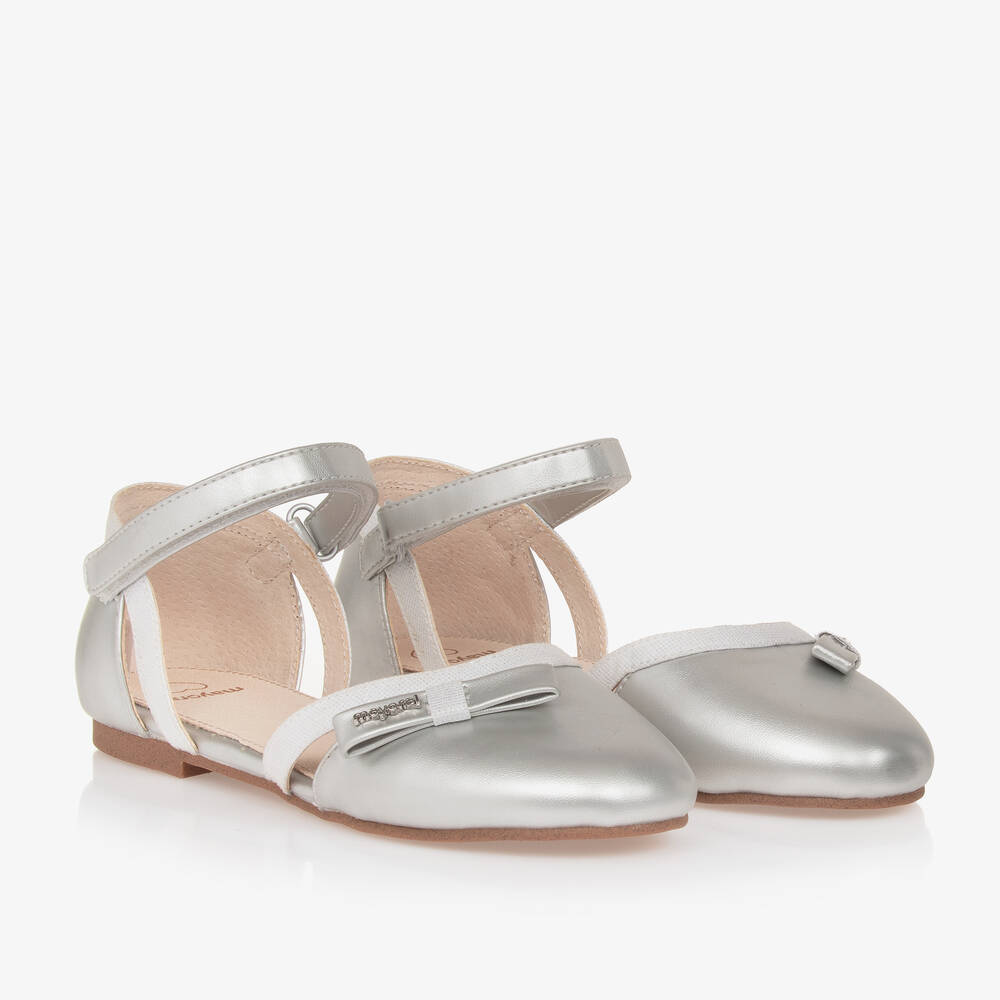 Mayoral - Teen Girls Silver Bow Pumps | Childrensalon