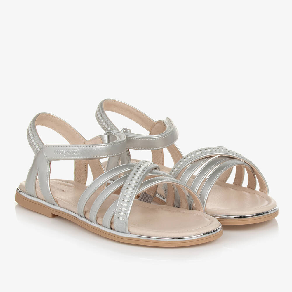 Mayoral - Teen Girls Silver Velcro Sandals | Childrensalon