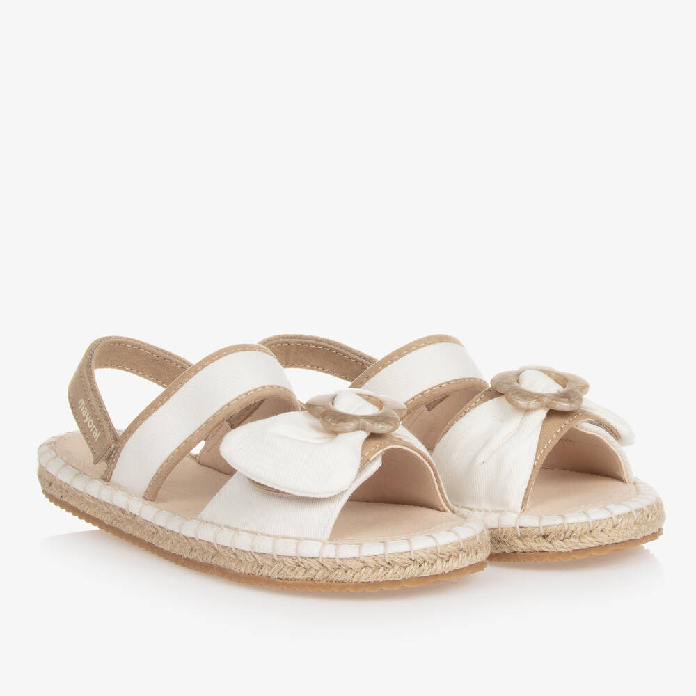 Mayoral - Teen Girls White Canvas Velcro Sandals | Childrensalon