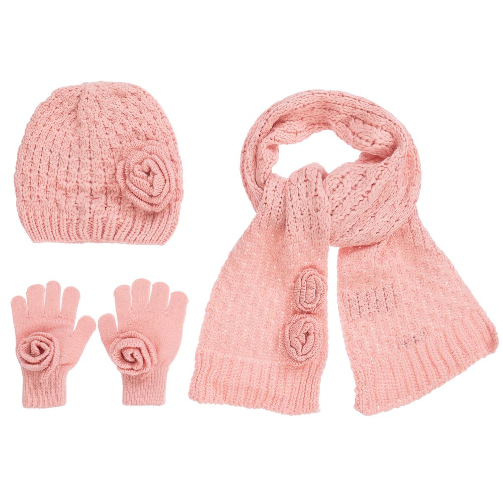 Mayoral - Teen Pink Knitted Hat Set | Childrensalon Outlet