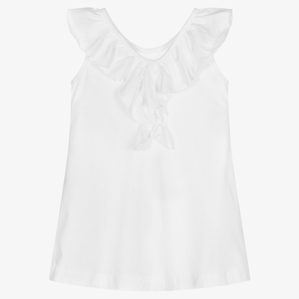 Mayoral - White Floral Cotton Dress | Childrensalon Outlet