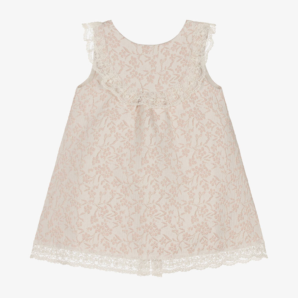 Mebi - Girls Pale Pink Floral Dress | Childrensalon