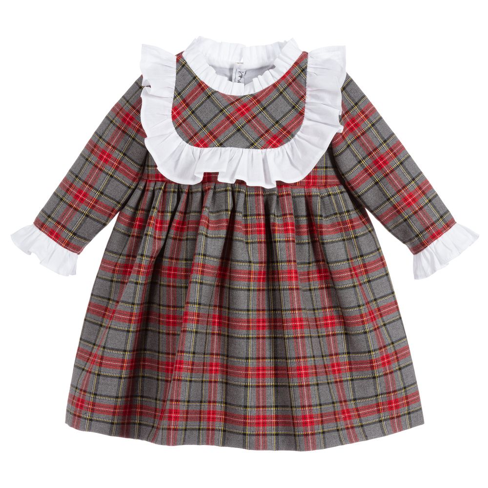 Mebi - Grey & Red Check Dress | Childrensalon Outlet