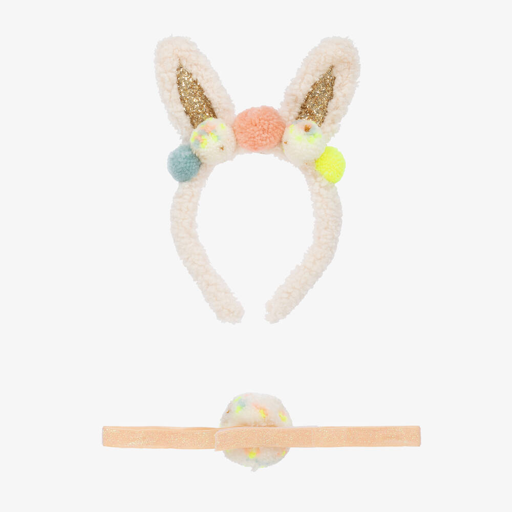 Meri Meri - Ivory Faux Fur Pom-Pom Bunny Ears & Tail | Childrensalon