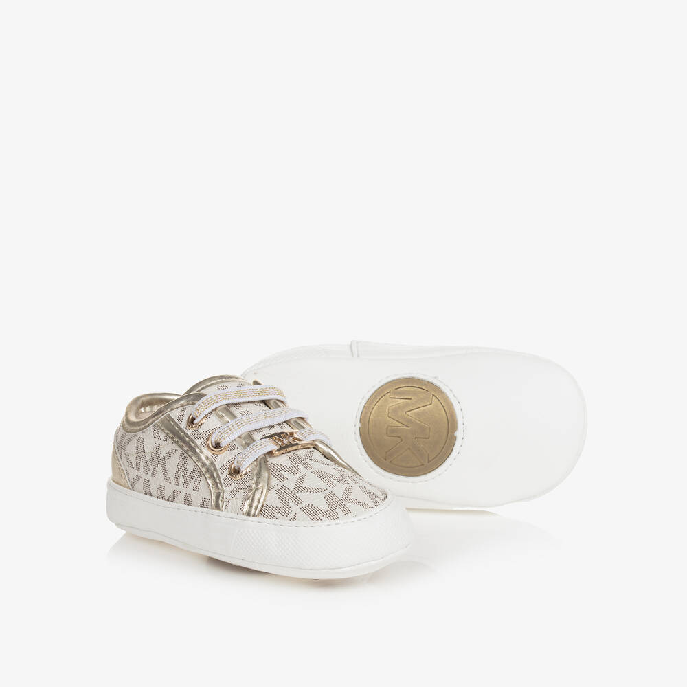 Michael Kors Kids - Baby Girls Ivory MK Pre-Walker Trainers | Childrensalon