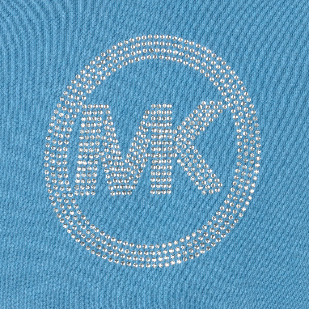 Michael Kors Kids logo-print metallic-effect hoodie - Blue