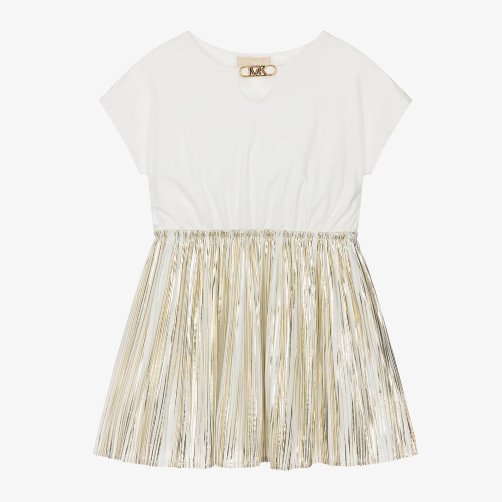 Michael Kors Kids - Girls Gold Pleated Dress | Childrensalon