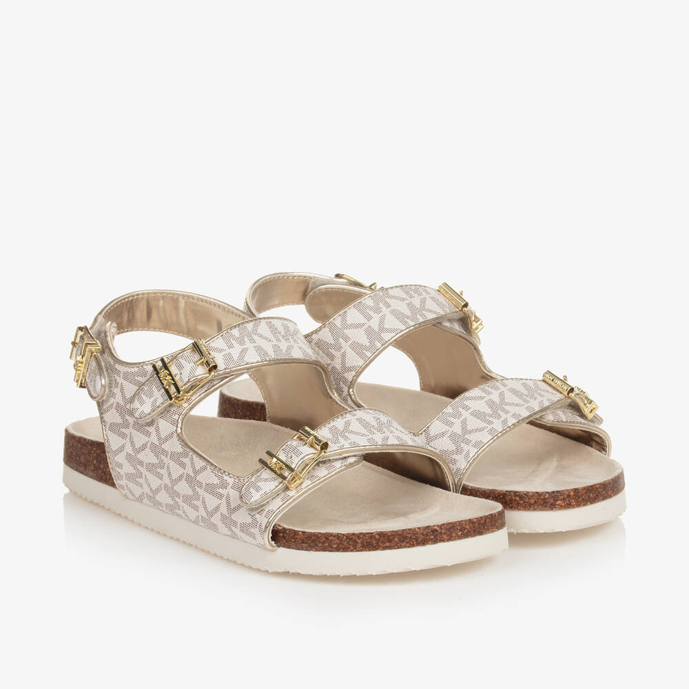 Michael Kors Kids - Girls Ivory Faux Leather Sandals | Childrensalon