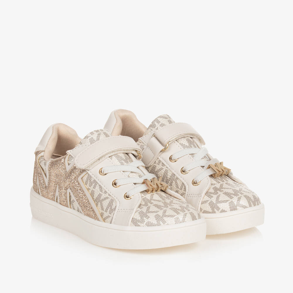 Michael Kors Kids - Girls Ivory Faux Leather Trainers | Childrensalon