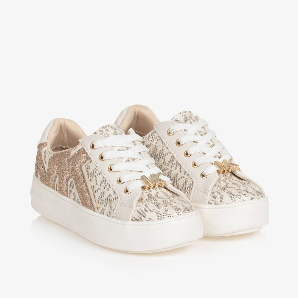 Michael Kors Kids - Girls Ivory Faux Leather Trainers | Childrensalon