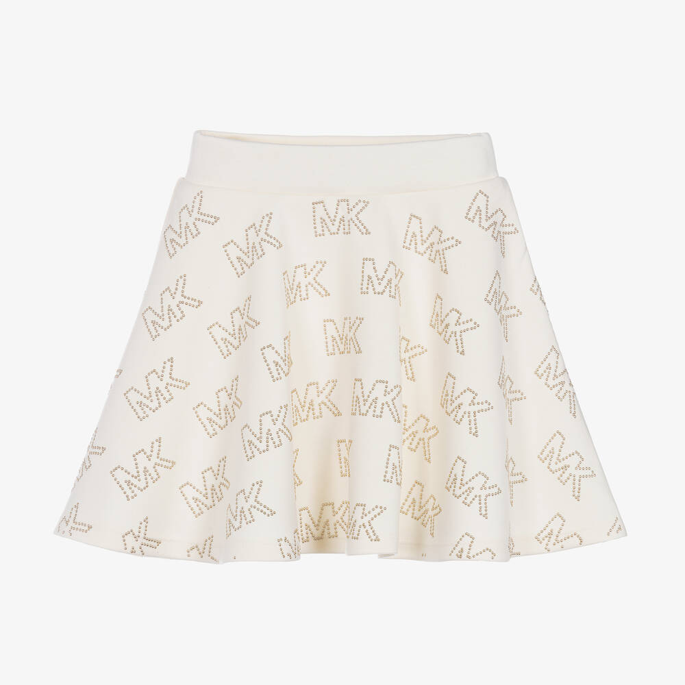 Michael Kors Kids - Girls Ivory Monogram Skater Skirt | Childrensalon