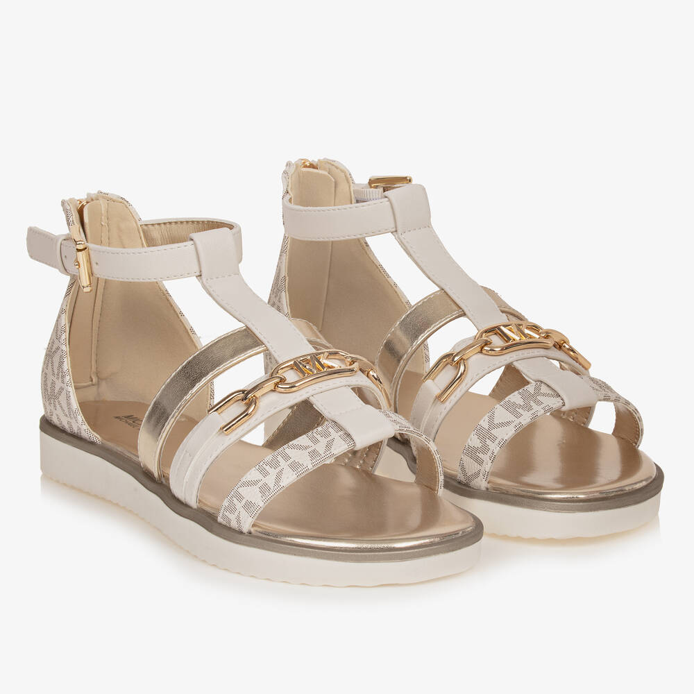 Michael Kors Kids - Teen Girls Ivory Faux Leather Sandals | Childrensalon