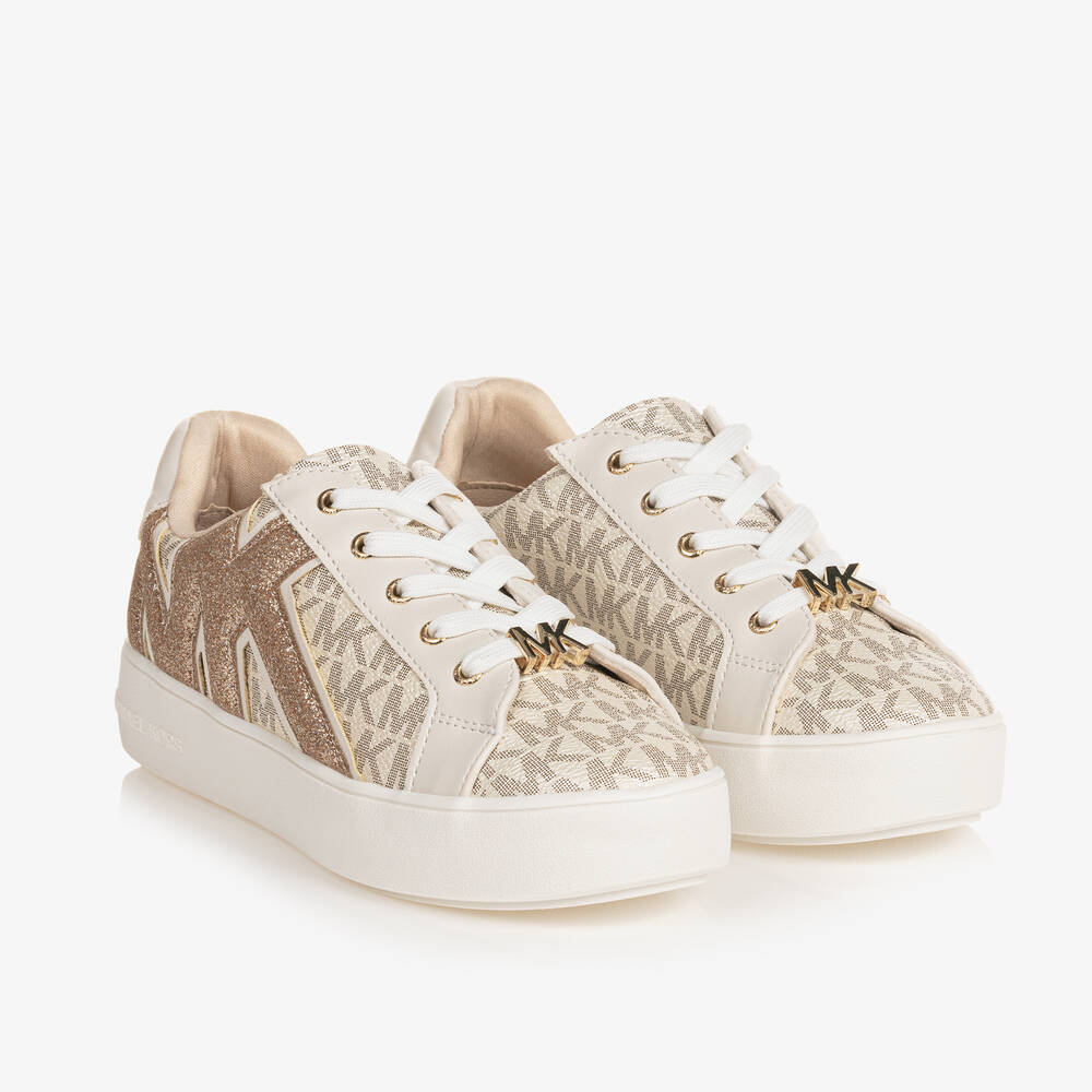 Michael Kors Kids - Teen Girls Ivory Faux Leather Trainers | Childrensalon