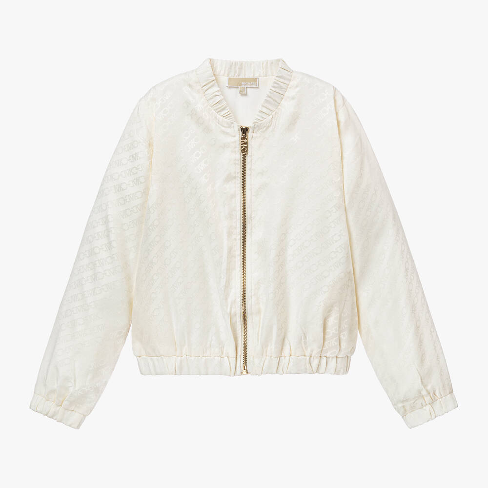 Michael Kors Kids - Teen Girls Ivory Satin Bomber Jacket | Childrensalon