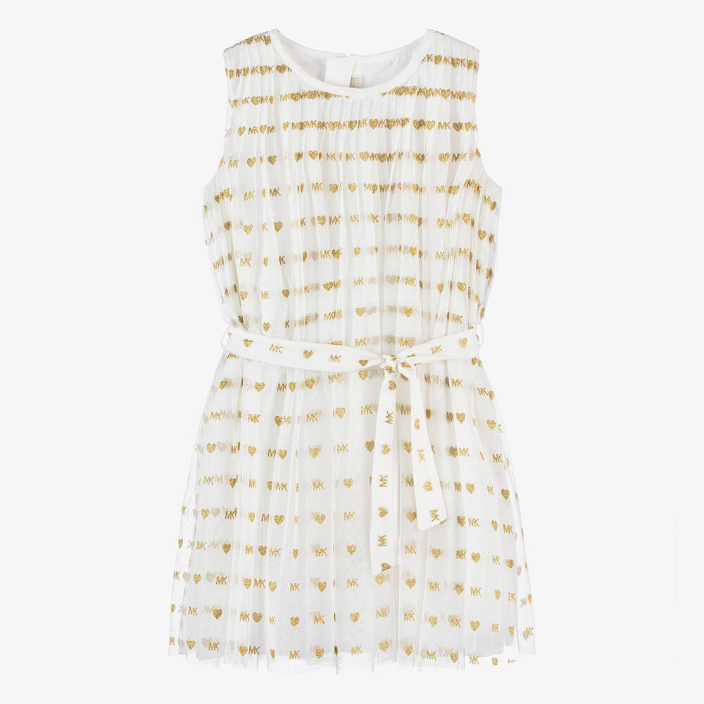 Michael Kors Kids - Teen Girls Ivory Tulle Monogram Heart Dress | Childrensalon