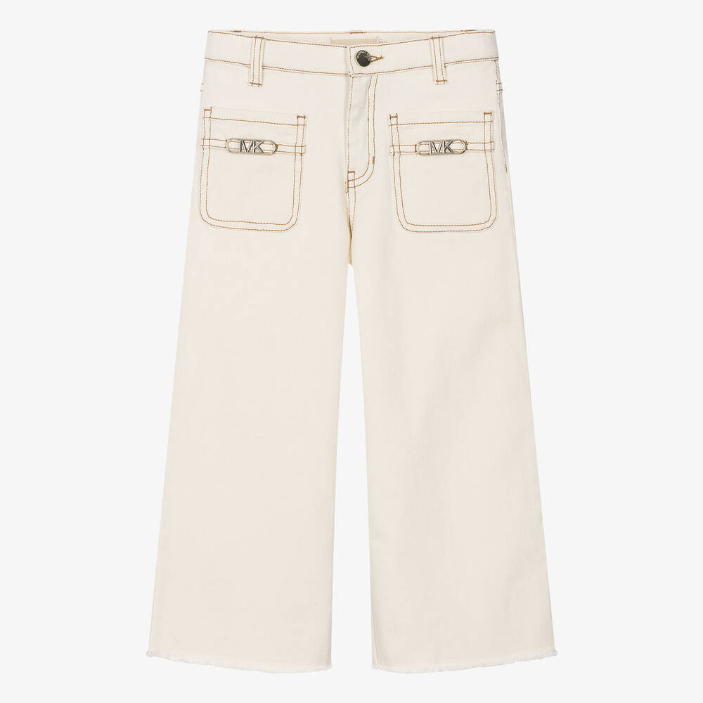 Michael Kors Kids - Teen Girls Ivory Wide Leg Denim Jeans | Childrensalon