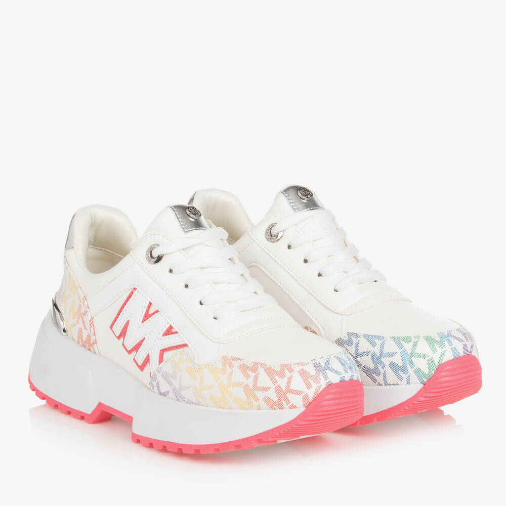 Michael Kors Kids - Teen Girls White MK Monogram Trainers | Childrensalon