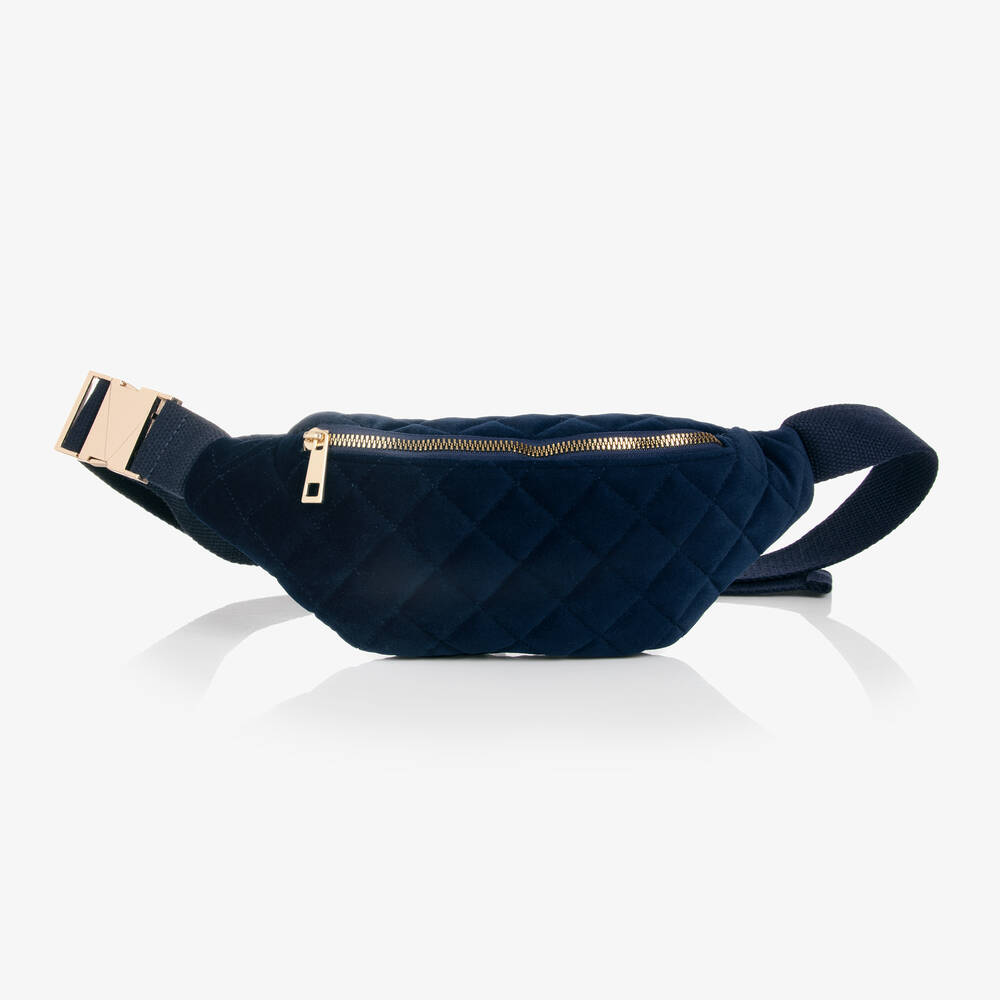 Milledeux - Sac banane bleu en velours (24 cm) | Childrensalon