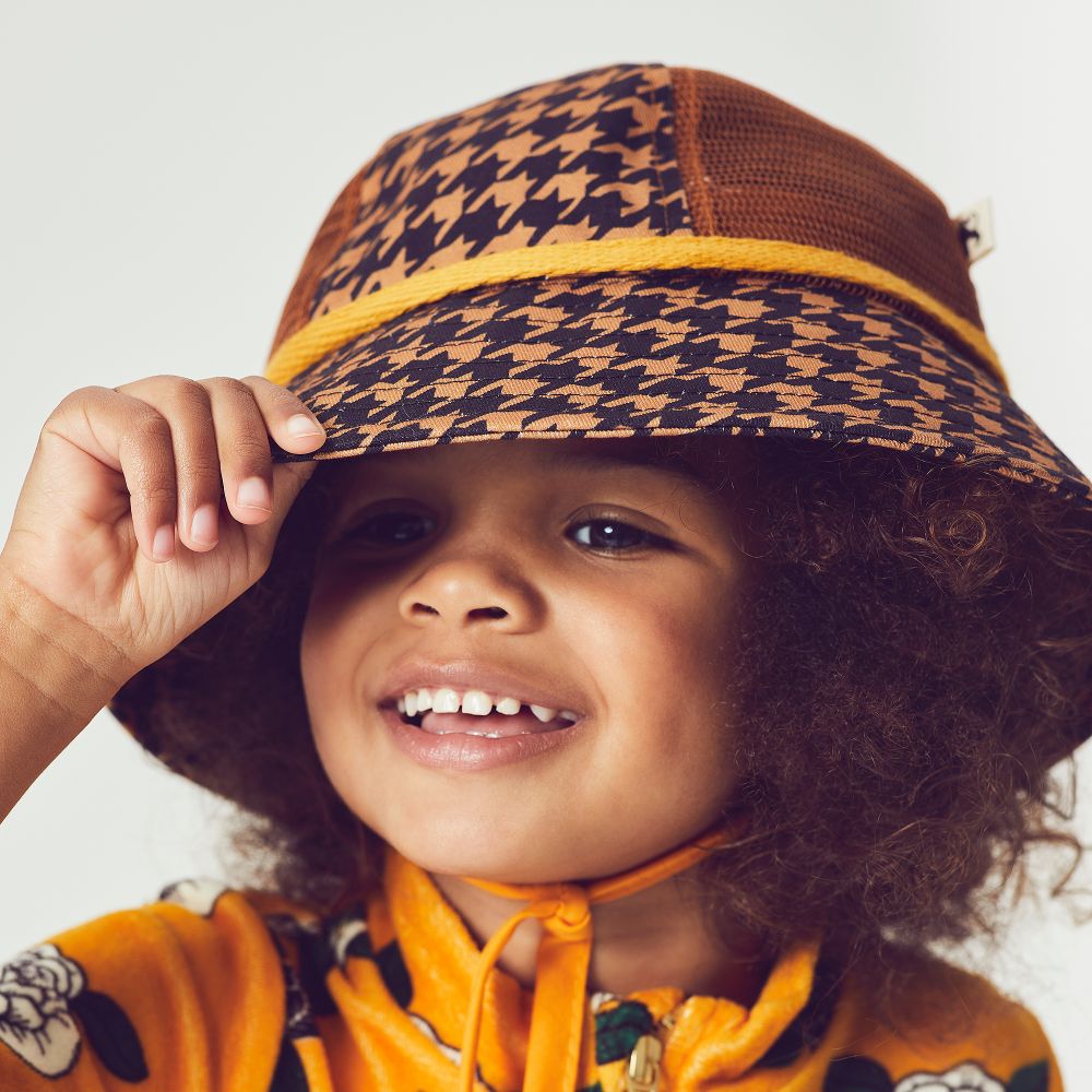 Mini Rodini Brown Cotton & Mesh Sun Hat