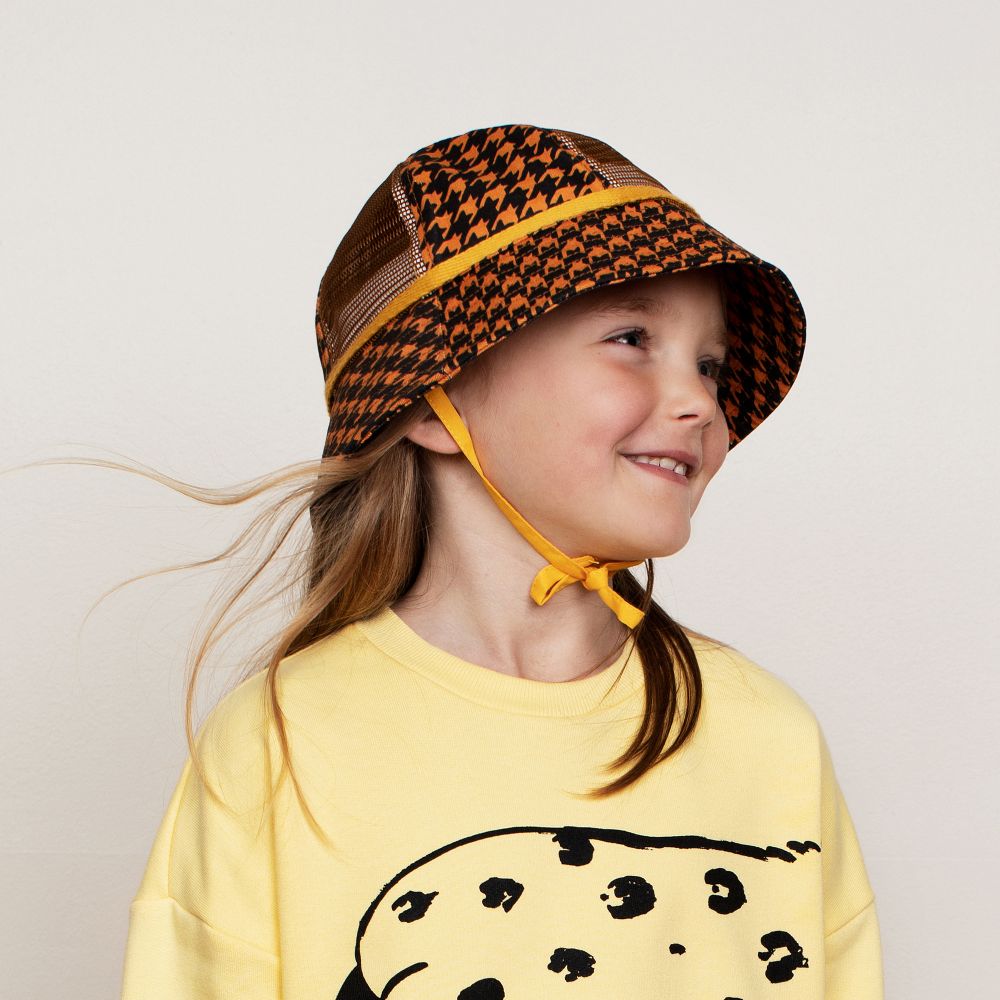 Mini Rodini Brown Cotton & Mesh Sun Hat