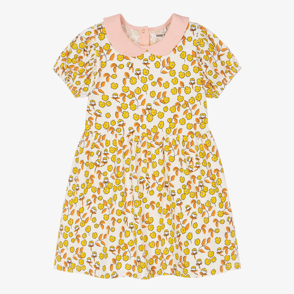 Mini Rodini - Girls Ivory Cotton Floral Print Dress | Childrensalon