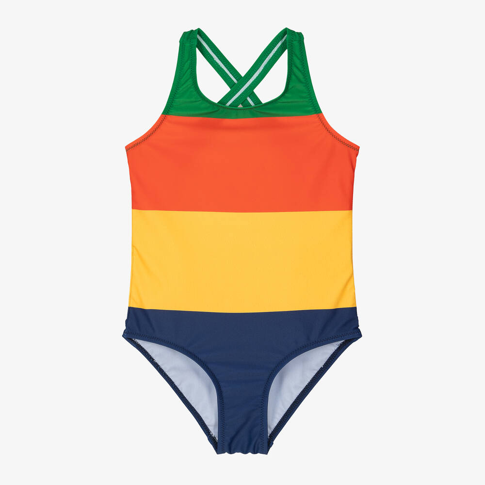 Mini Rodini - Girls Red & Yellow Swimsuit (UPF50+) | Childrensalon