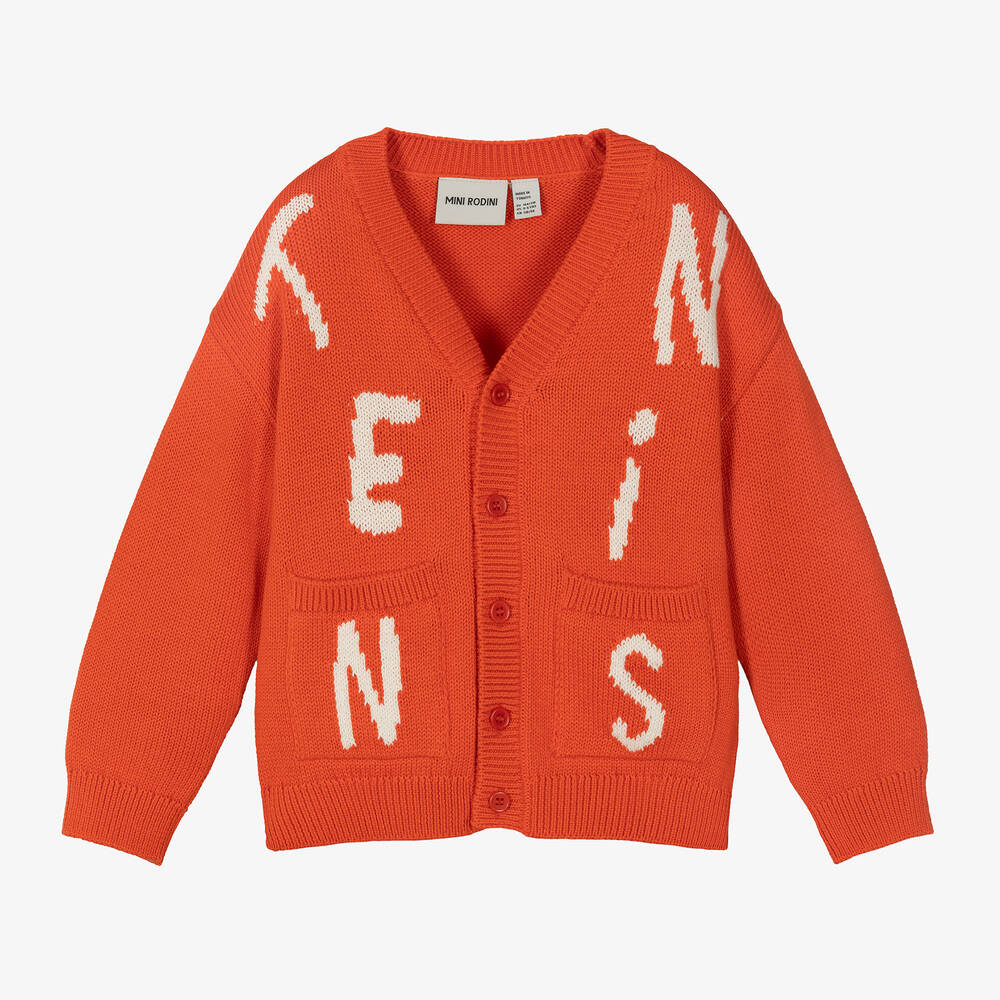 Mini Rodini - Red Organic Cotton Tennis Cardigan | Childrensalon