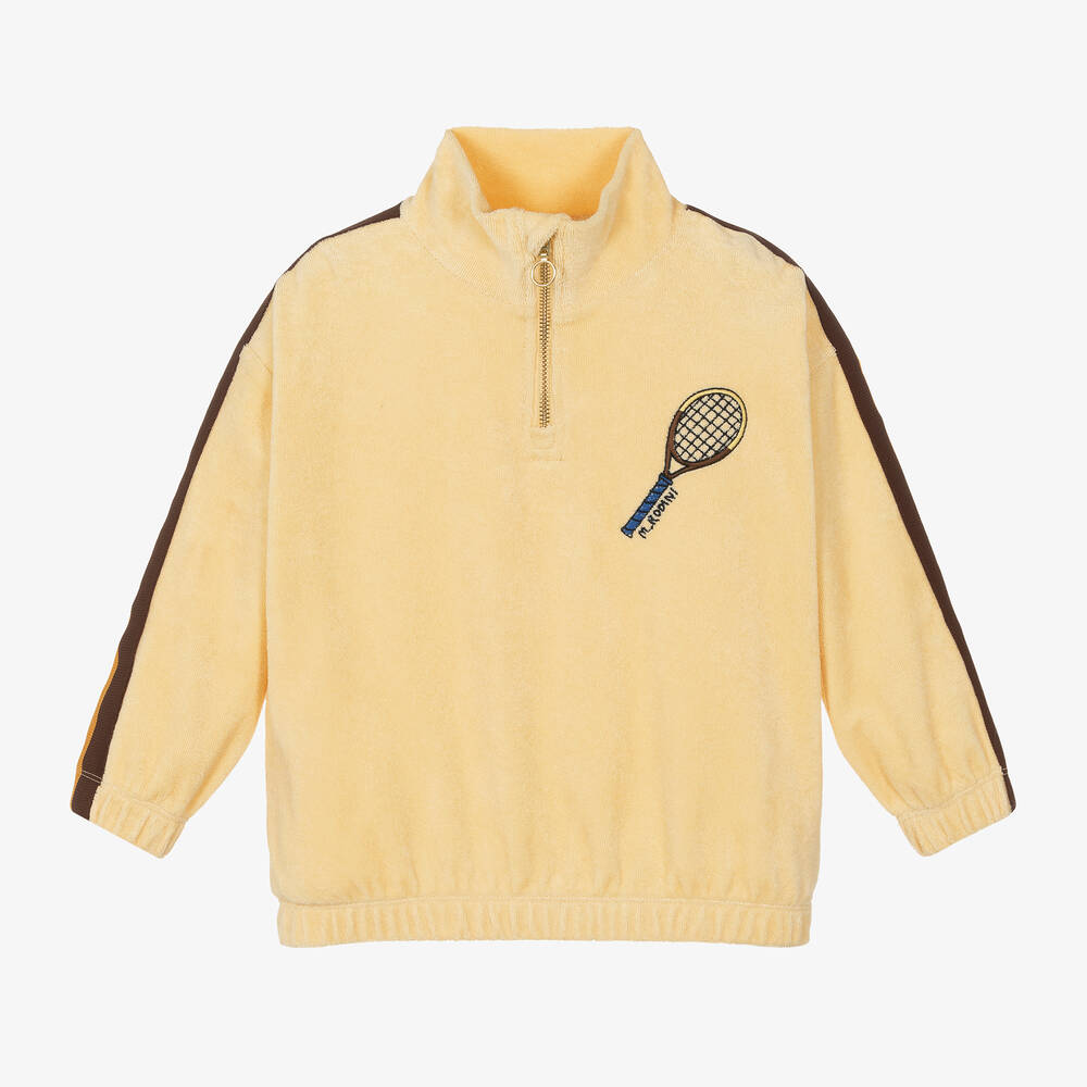 Mini Rodini - Yellow Organic Cotton Tennis Zip-Up Top | Childrensalon