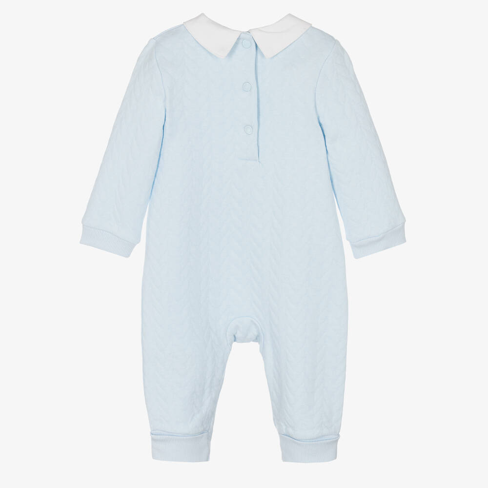 Mintini Baby - Pale Blue Quilted Babygrow | Childrensalon Outlet