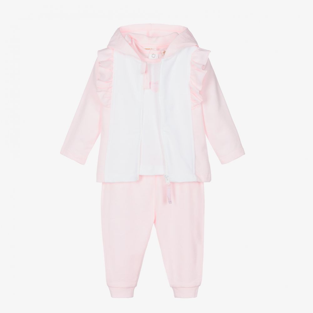 Mintini Baby - Pink & White Tracksuit Set | Childrensalon Outlet