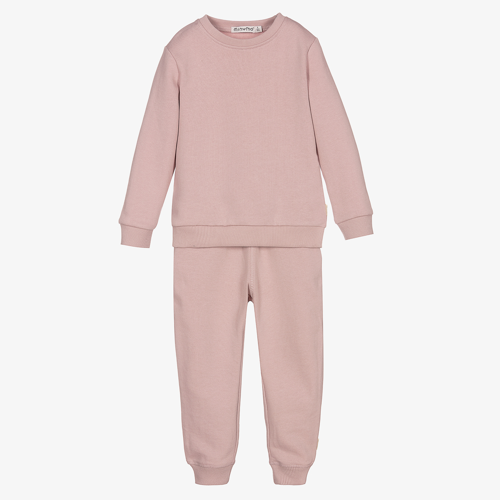 Minymo - Lilac Pink Cotton Tracksuit | Childrensalon