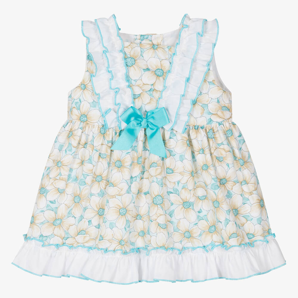 Miranda - Baby Girls Blue Floral Cotton Dress | Childrensalon