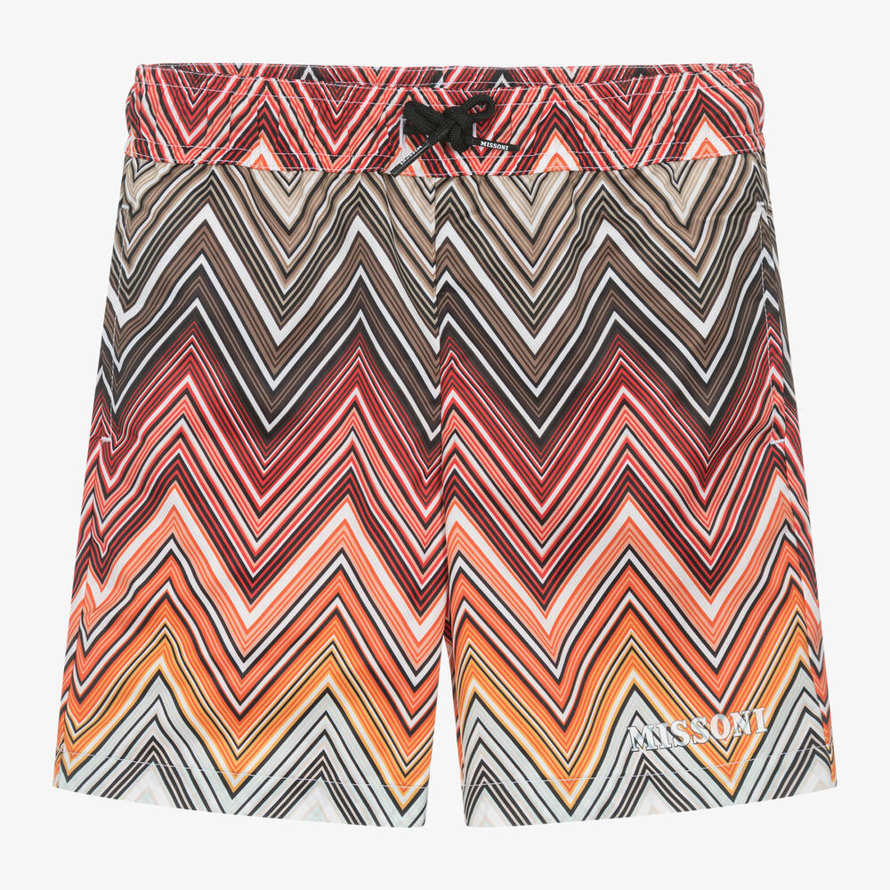 Missoni - Boys Orange Zigzag Swim Shorts | Childrensalon