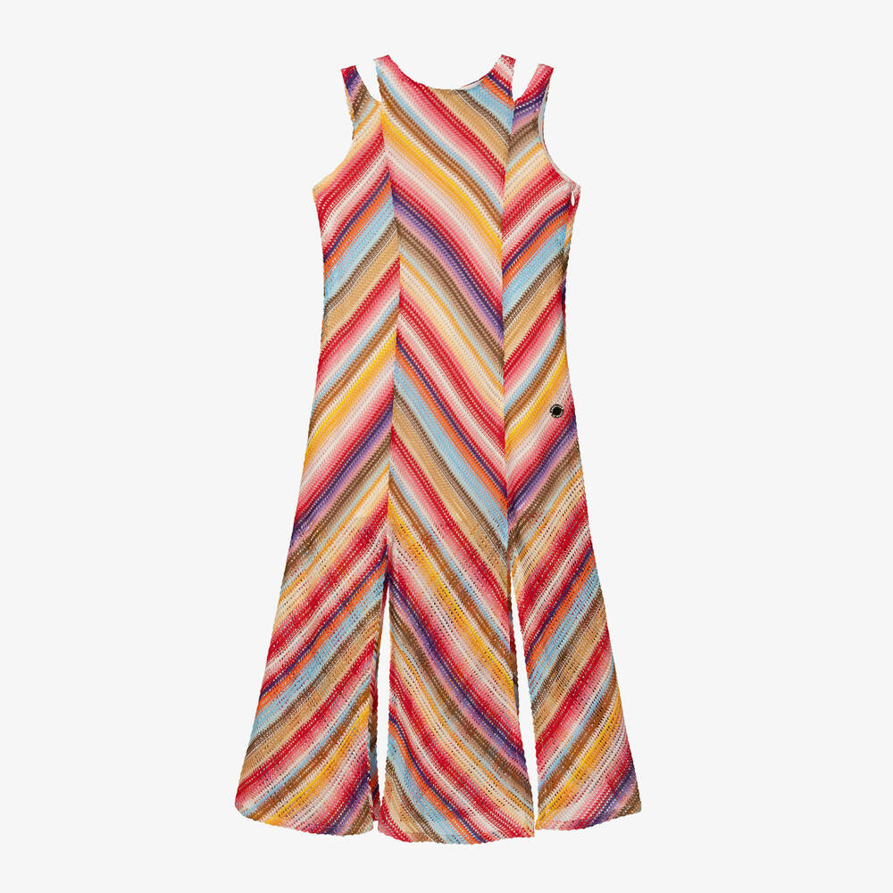 Missoni - Girls Pink Striped Crochet Knit Dress | Childrensalon