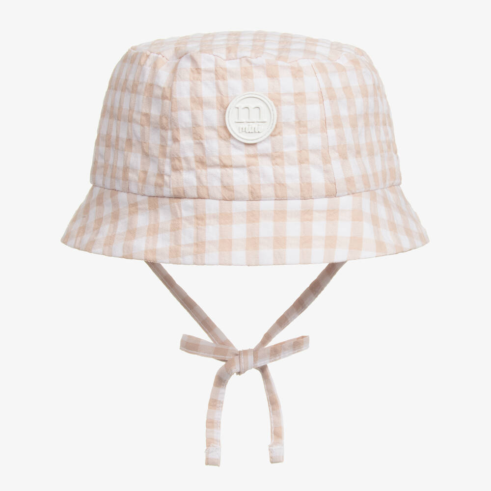 Mitch & Son - Baby Boys Beige Gingham Bucket Hat | Childrensalon