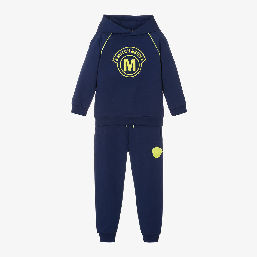 Mitch & Son - Boys Blue Cotton Tracksuit | Childrensalon