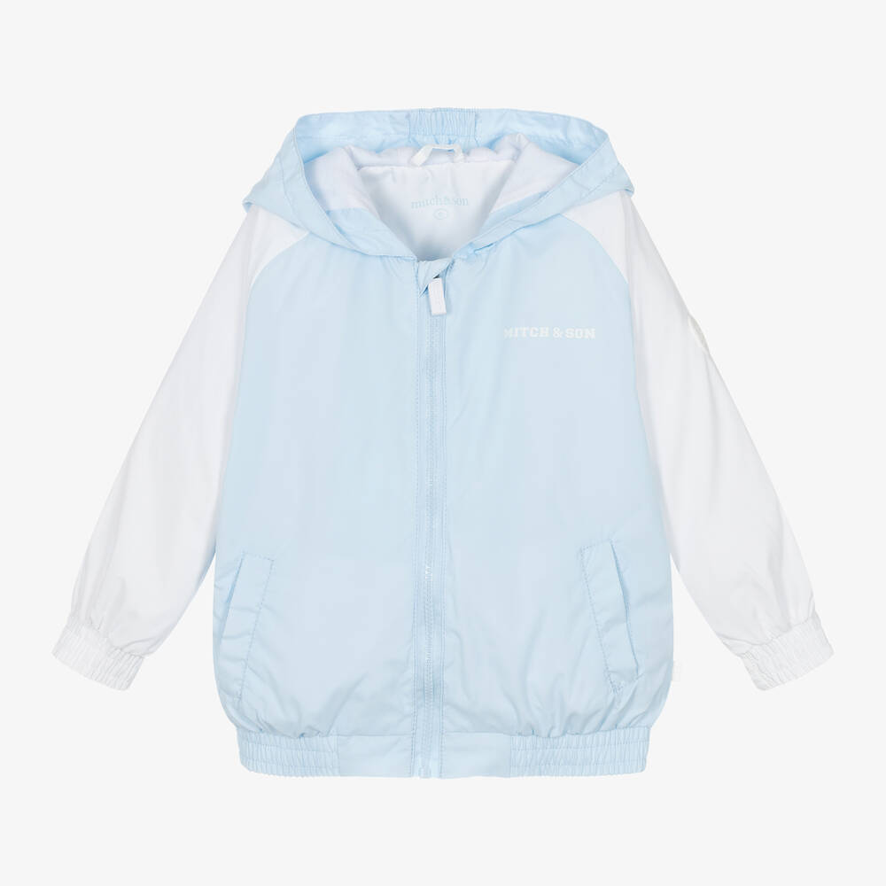 Mitch & Son - Boys Blue & White Hooded Jacket | Childrensalon