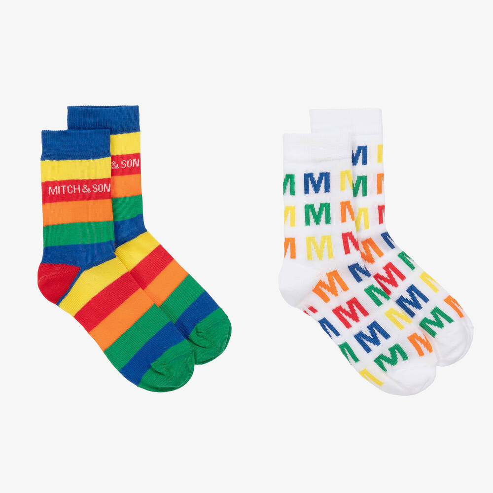 Mitch & Son - Boys Colourful Cotton Socks (2 Pack) | Childrensalon