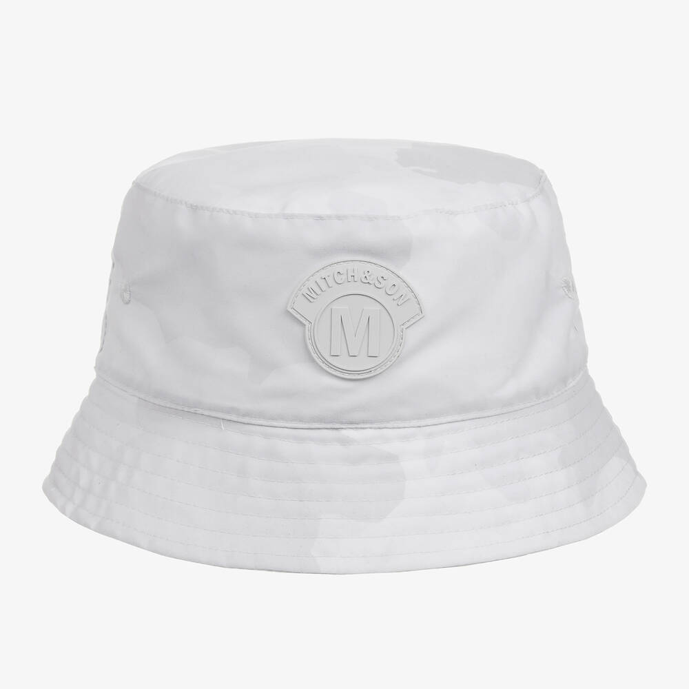 Mitch & Son - Boys Grey Cotton Camouflage Bucket Hat | Childrensalon