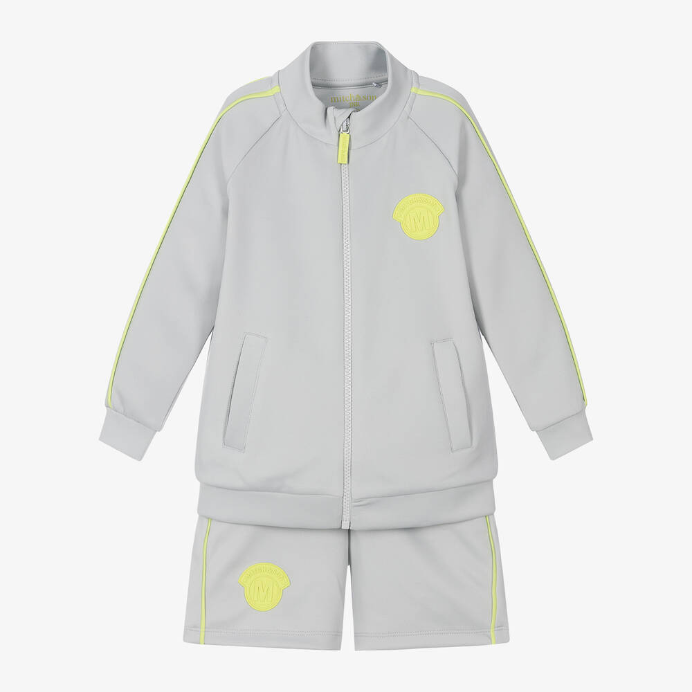 Mitch & Son - Boys Light Grey & Green Shorts Set | Childrensalon