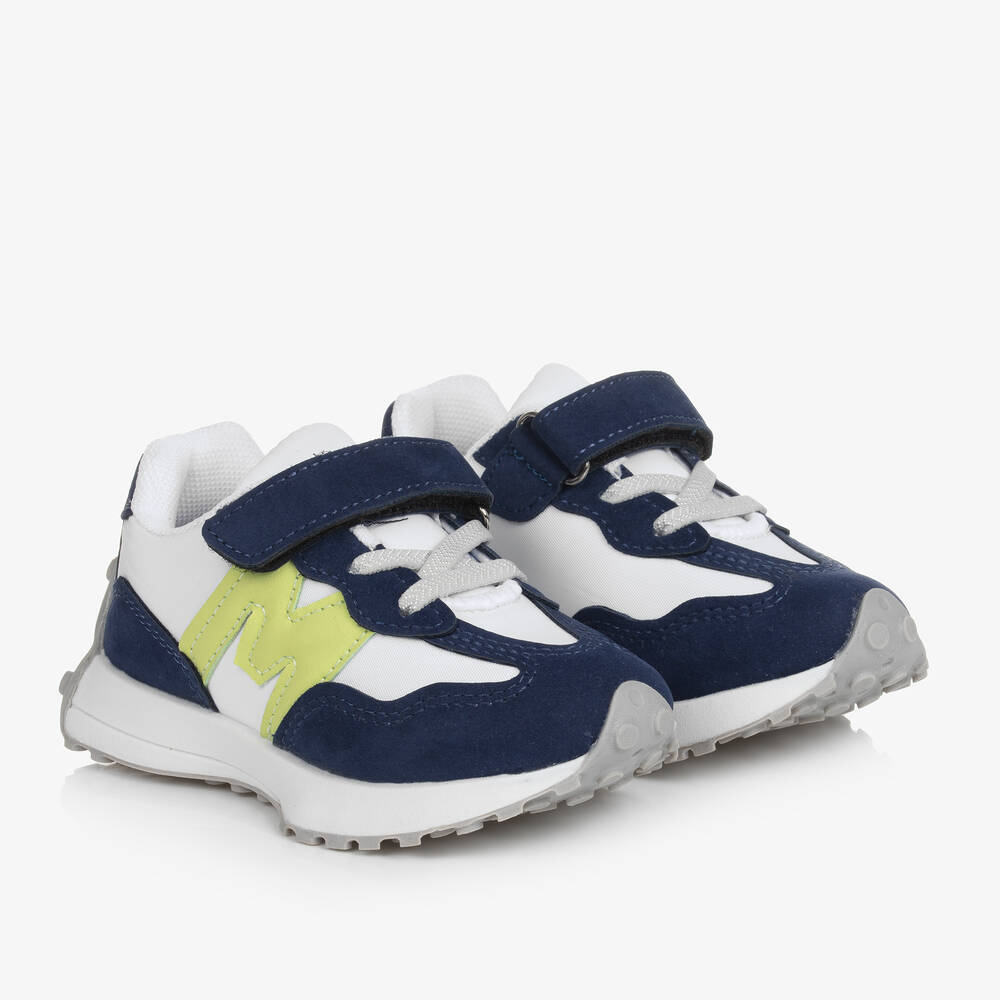 Mitch & Son - Boys Navy Blue & White Trainers | Childrensalon