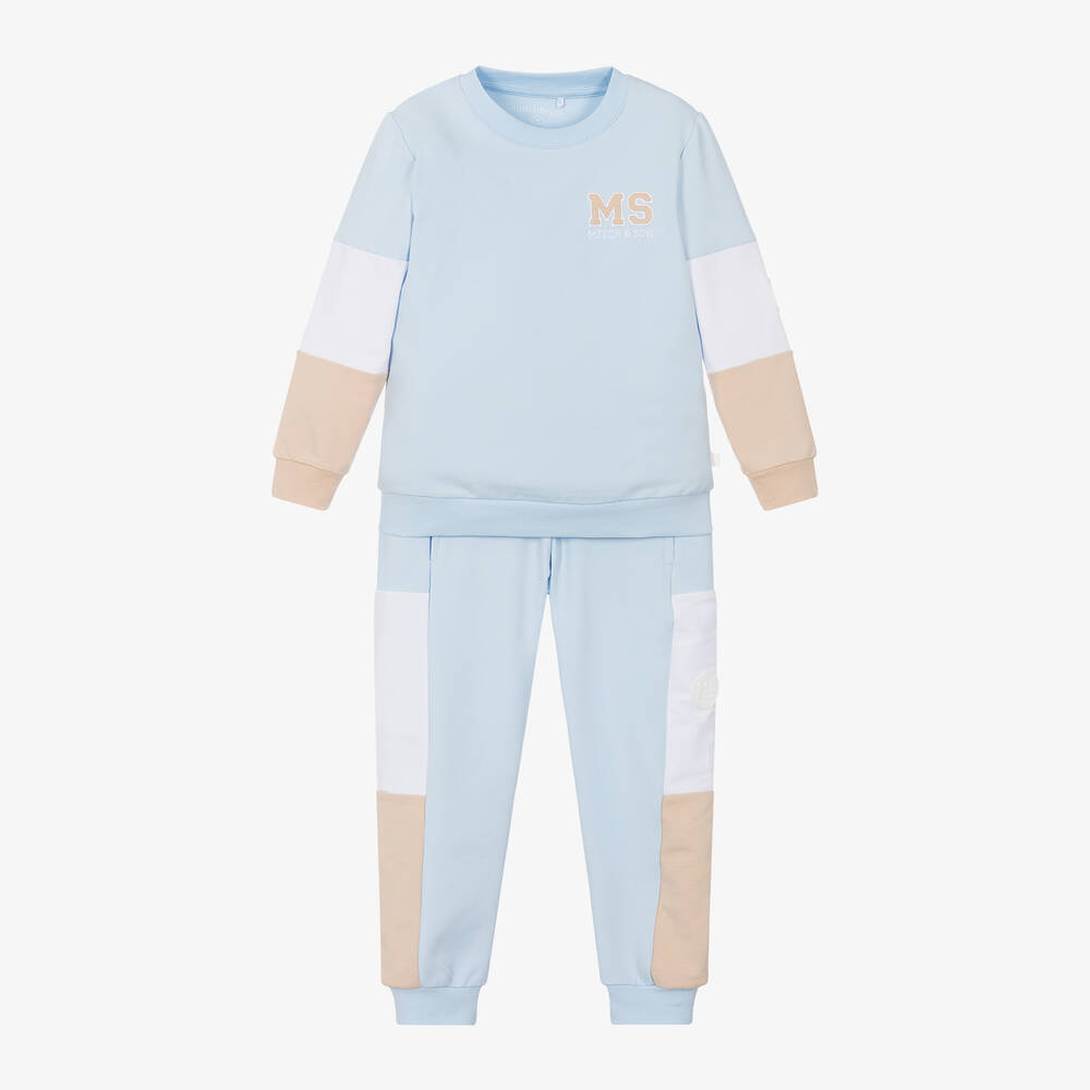 Mitch & Son - Boys Pale Blue Cotton Tracksuit | Childrensalon