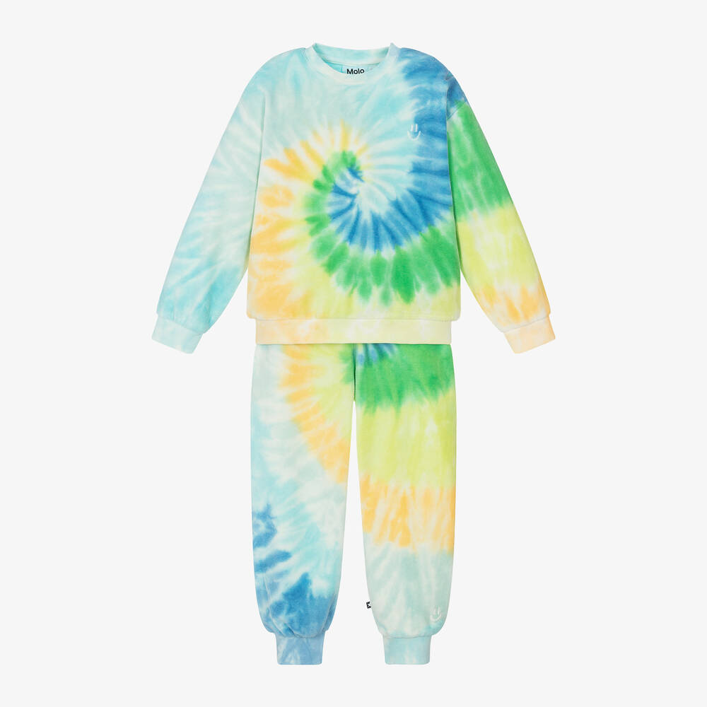 Molo - Blue Organic Cotton Tie-Dye Tracksuit | Childrensalon