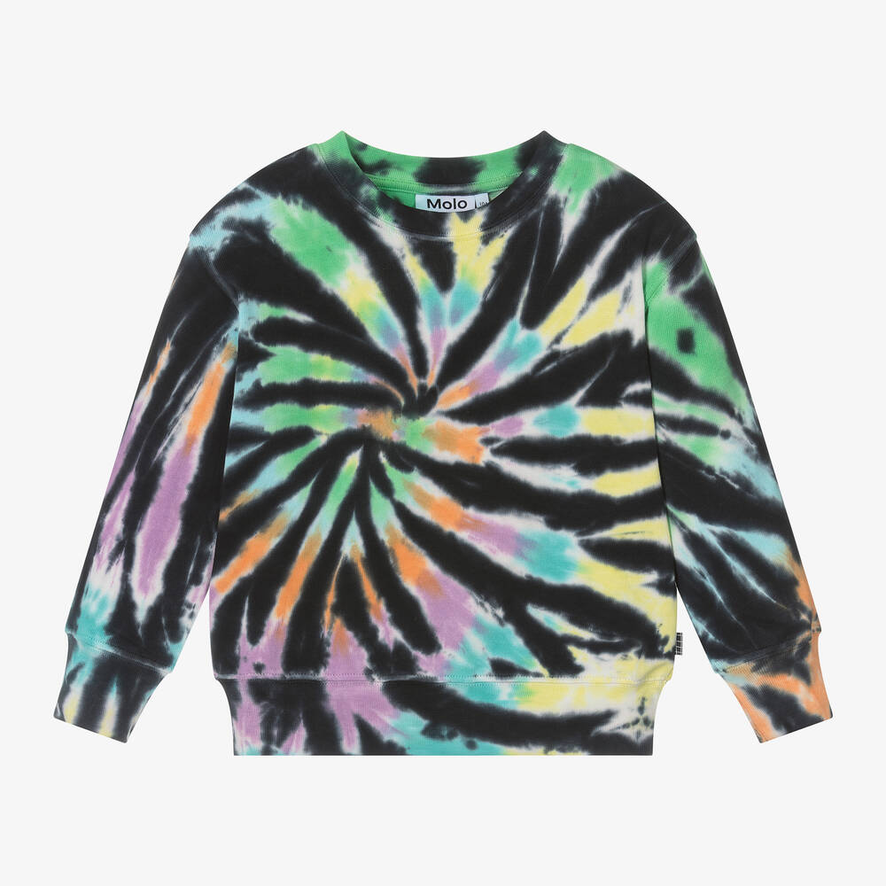 Molo - Boys Black Cotton Tie-Dye Sweatshirt | Childrensalon