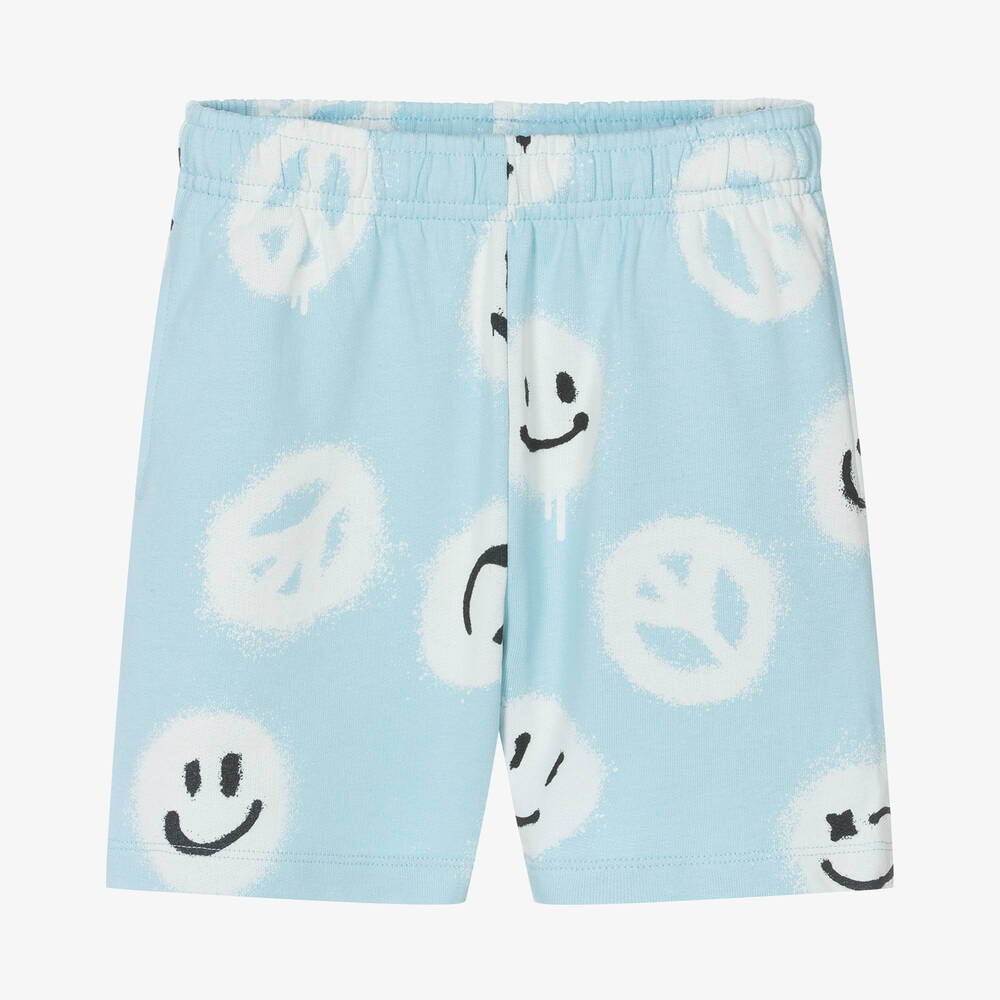 Molo - Boys Blue Organic Cotton Graffiti Shorts | Childrensalon