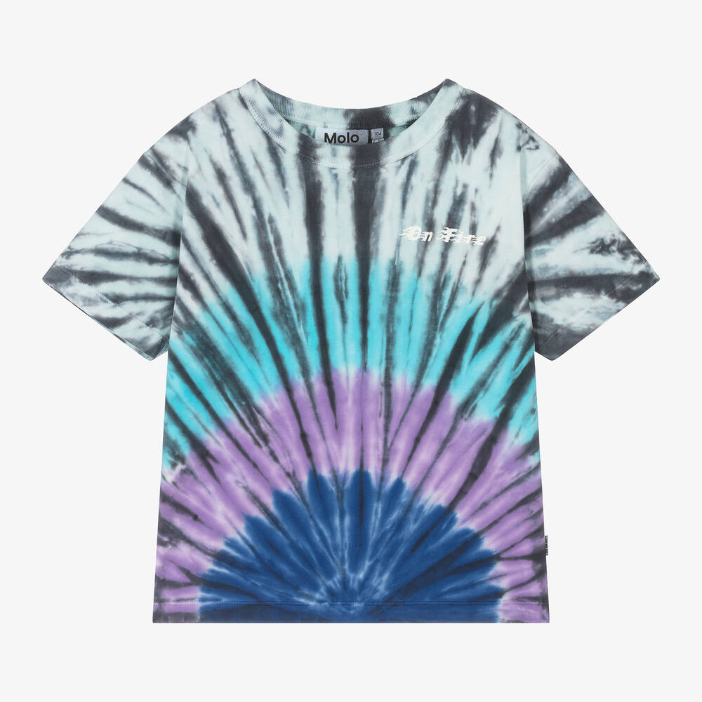 Molo - Boys Blue Tie Dye Cotton T-Shirt | Childrensalon