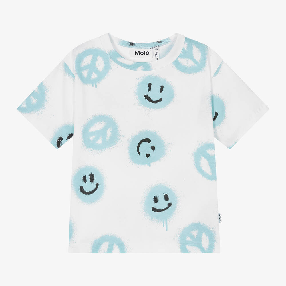 Molo - Boys White Cotton Graffiti T-Shirt | Childrensalon