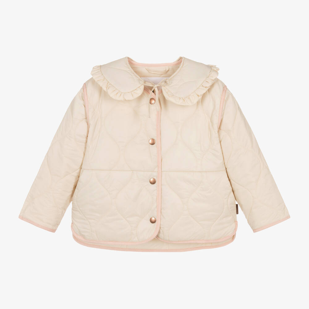 Molo - Girls Beige Frill Collar Jacket | Childrensalon